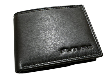 Futura Mens RFID Leather Fold Over Wallet w/ Gift Box - Black